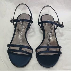 NINA Block Heel Rhinestone Strappy Sandals